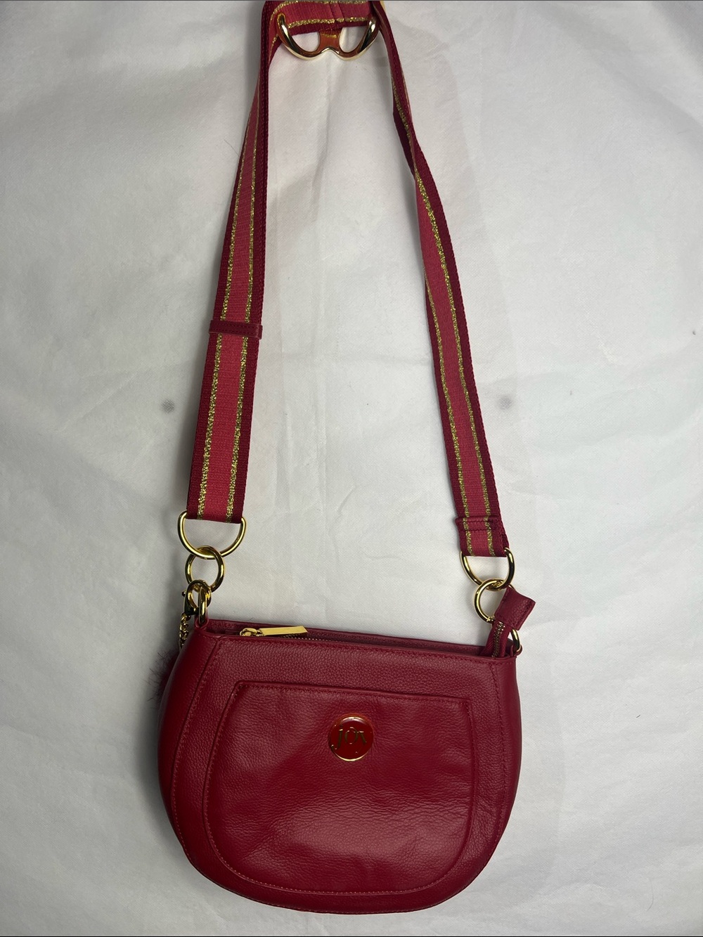 Joy Joy Burgundy Red Crossbody Bag with Gold Hardware